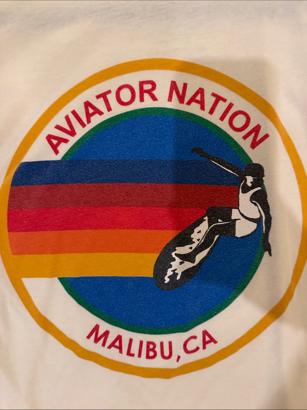 Aviator Nation Cream Tee with Multicolor Retro Circle Graphic - Picture 3 of 3